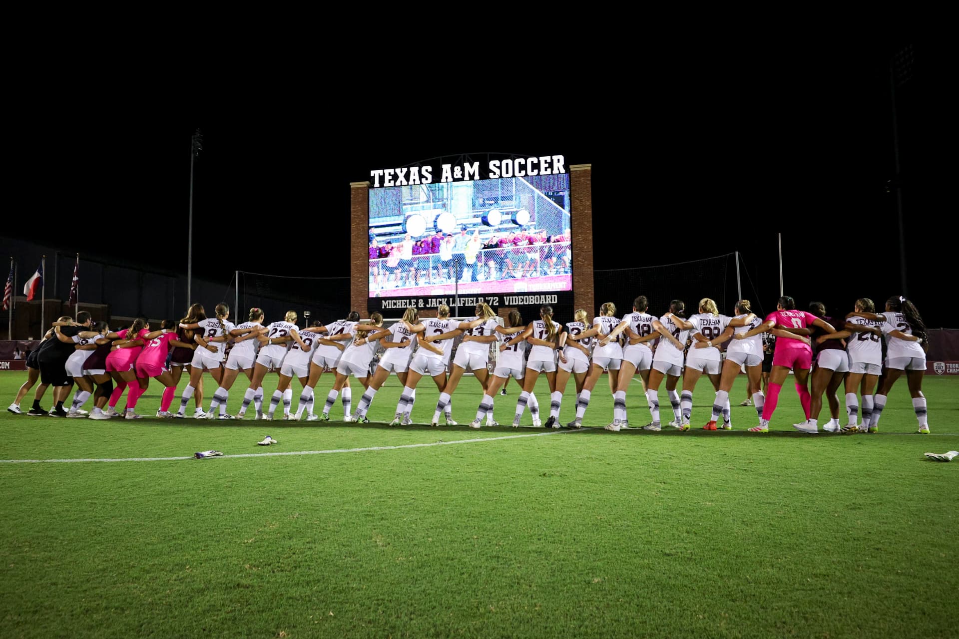 Texas A&M Soccer players celebrating